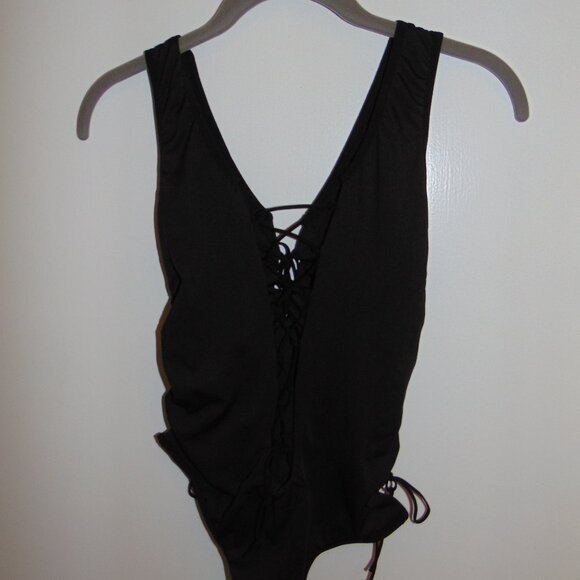 Bodysuit Tank Top Lace Up 4 Sides Intricate Twee Capsule Wardrobe Goth Boho M - Picture 3 of 8